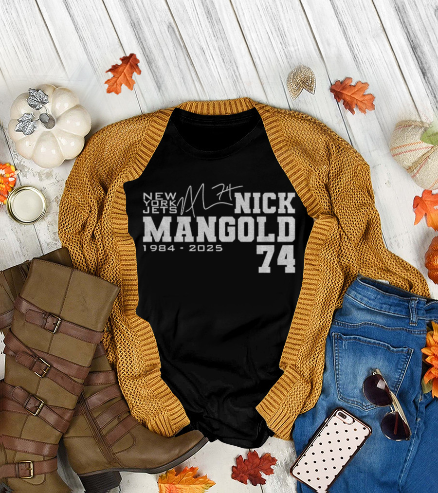 New York Jets NFL Nick Mangold 74 1984 2025 Signature T-Shirt