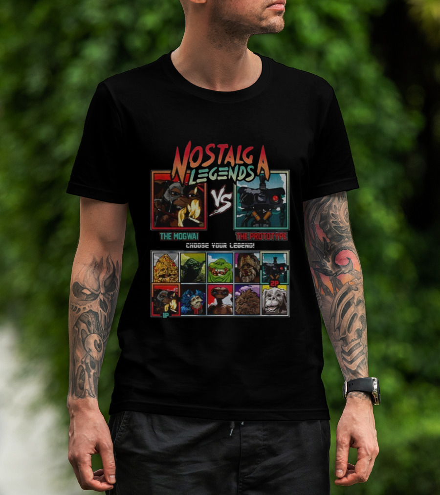 Nostalgia Legends Mogwai Vs Prototype Retro Battle Choose Your Legend T-Shirt