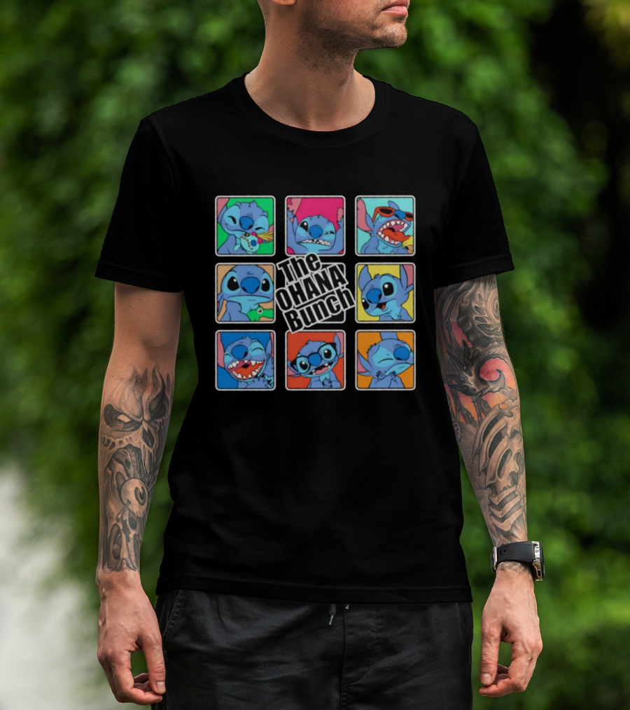 The OHANA Bunch Stitch Nine Panel Grid Colorful Expressions T-Shirt