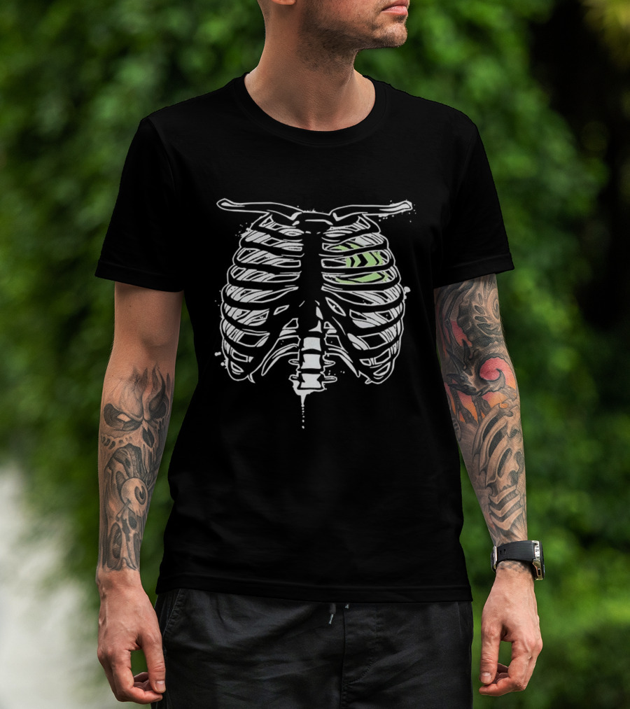 X Ray Chest NVIDIA Heart In Green Rib Cage T-Shirt