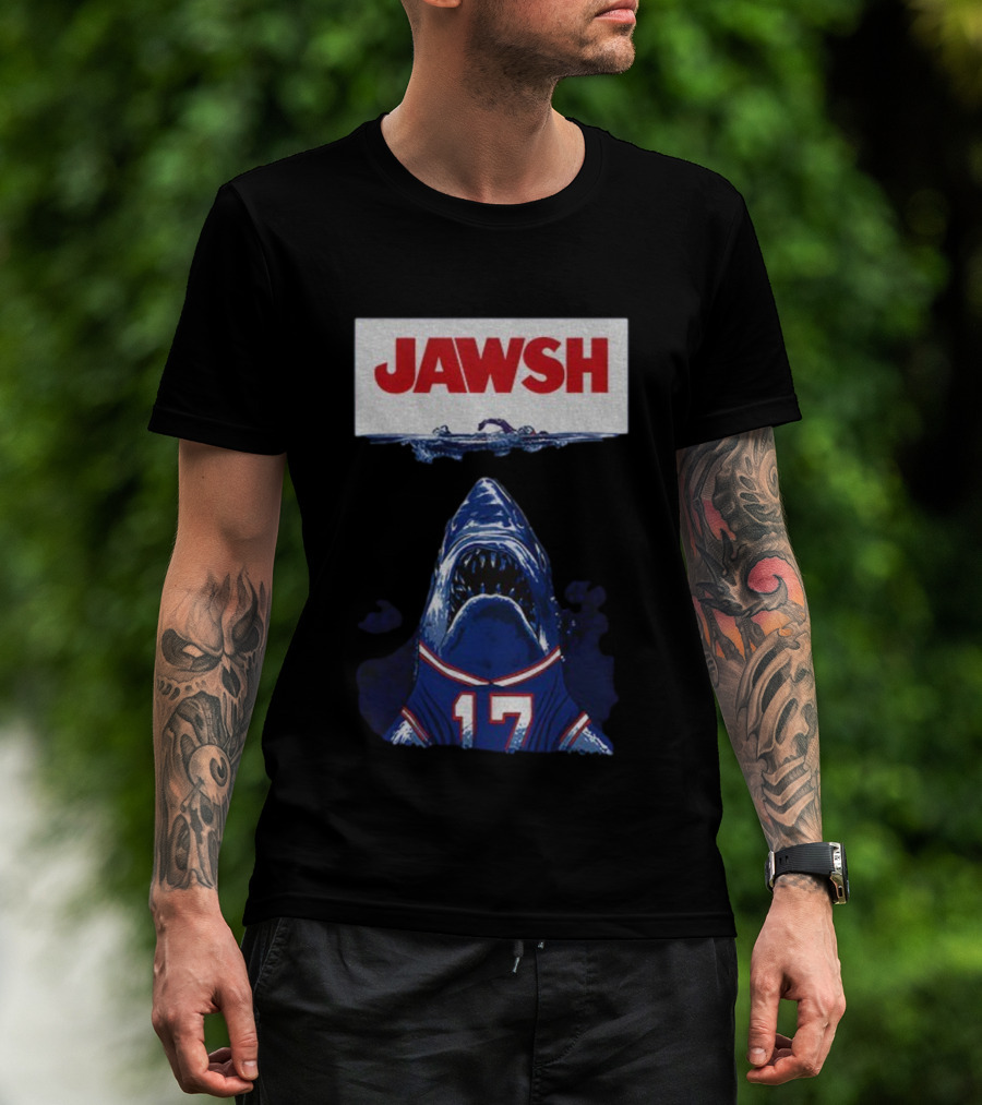 Buffalo Bills Josh Allen 17 Jawsh Jaws Pop Culture Mashup T-Shirt