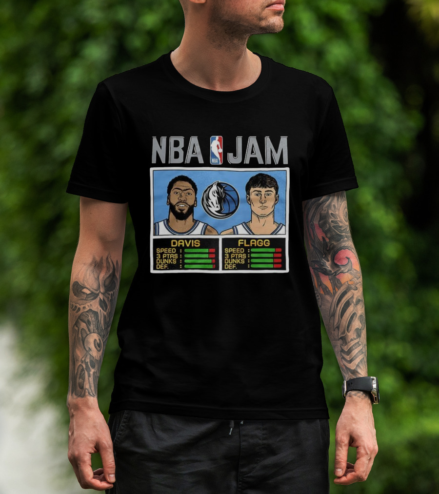 Anthony Davis Cooper Flagg NBA Jam Dallas Mavericks Retro Style T-Shirt