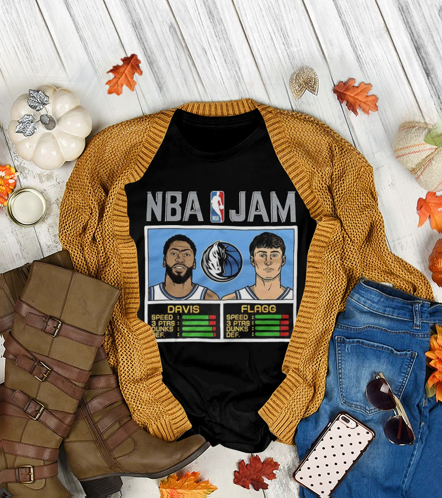 Anthony Davis Cooper Flagg NBA Jam Dallas Mavericks Retro Style T-Shirt
