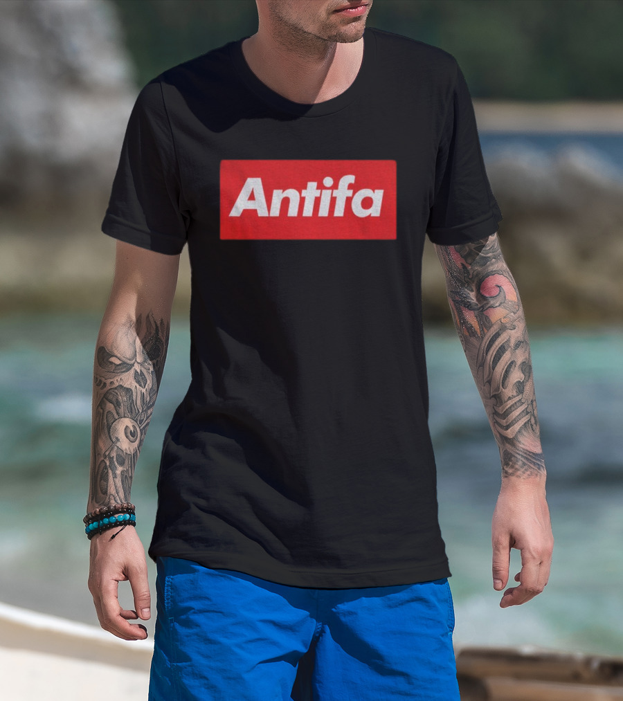 Antifa Supre American Antifascist Political Red Rectangle T-Shirt