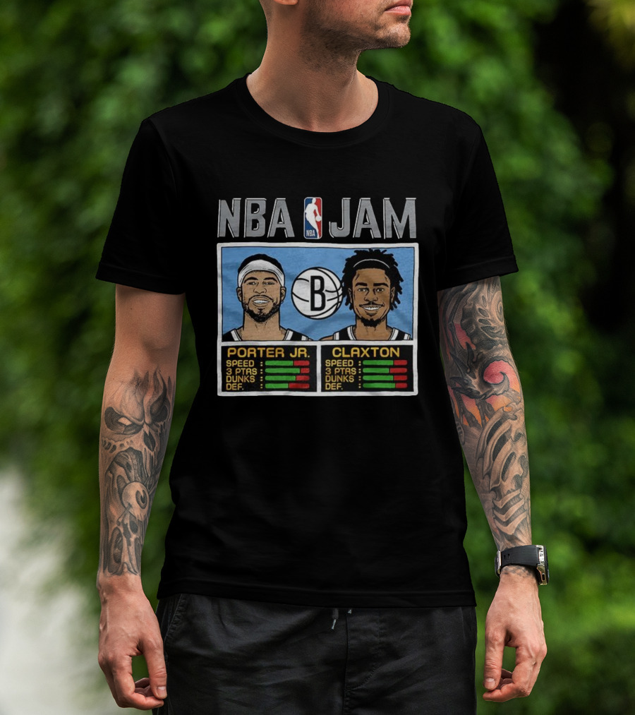 NBA Jam Porter Jr Claxton Brooklyn Nets Player Stats T-Shirt