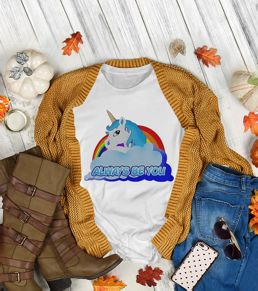 Rainbow Unicorn Always Be You Cloud Icon T-Shirt