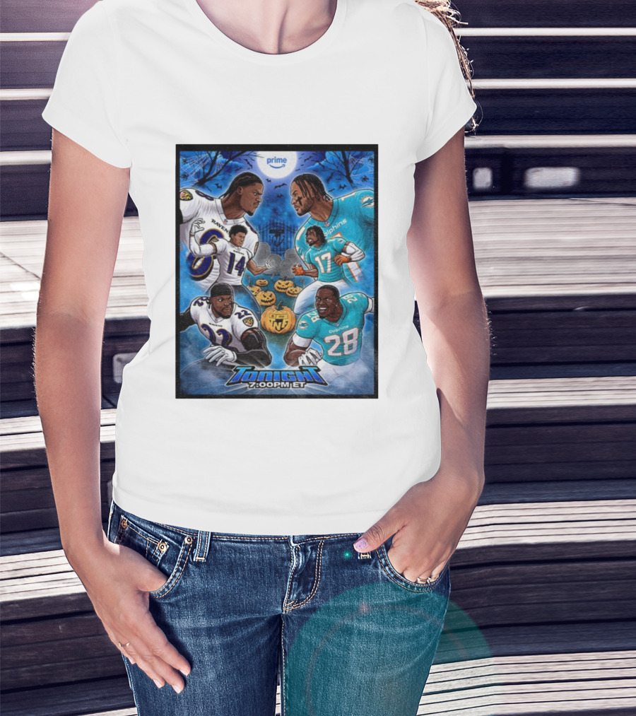 Baltimore Ravens Vs Miami Dolphins Halloween 2025 NFL Prime Tonight 7:00PM ET T-Shirt