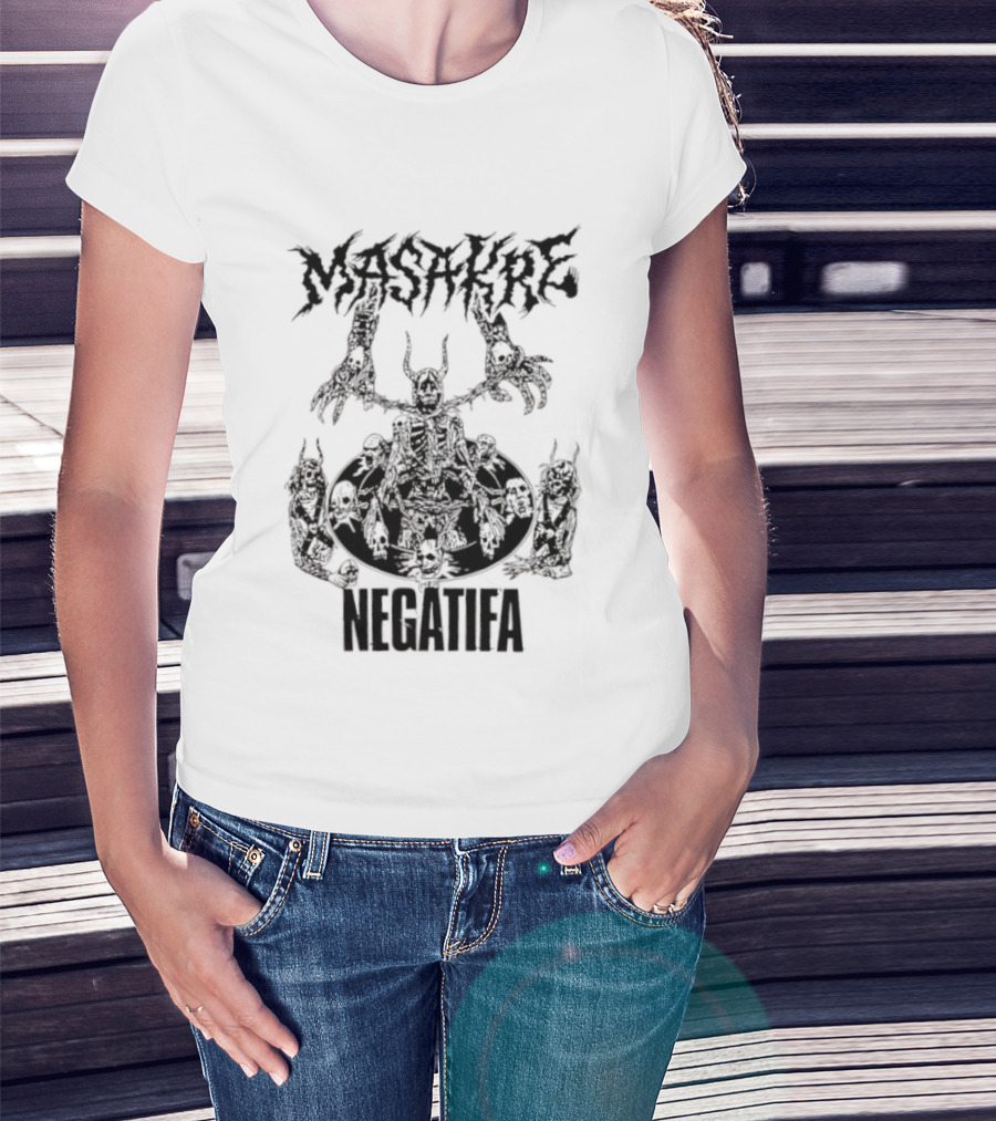 Masakre Negatifa Skull Skeleton Demonic Creature T-Shirt