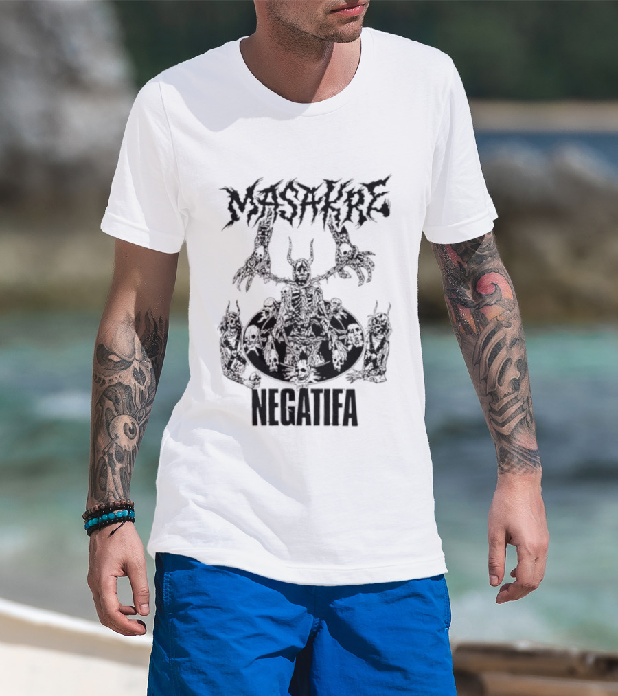 Masakre Negatifa Skull Skeleton Demonic Creature T-Shirt