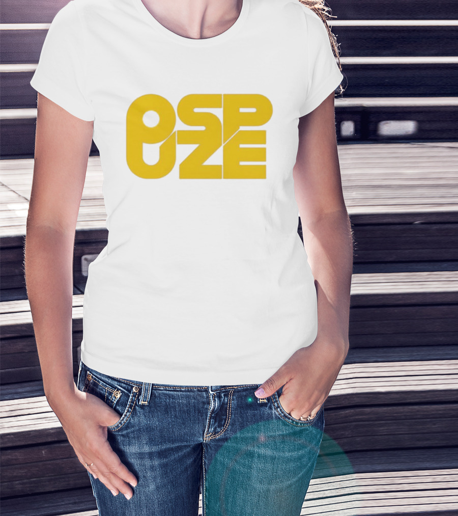 Ospuze Yellow Bold Text Logo T-Shirt