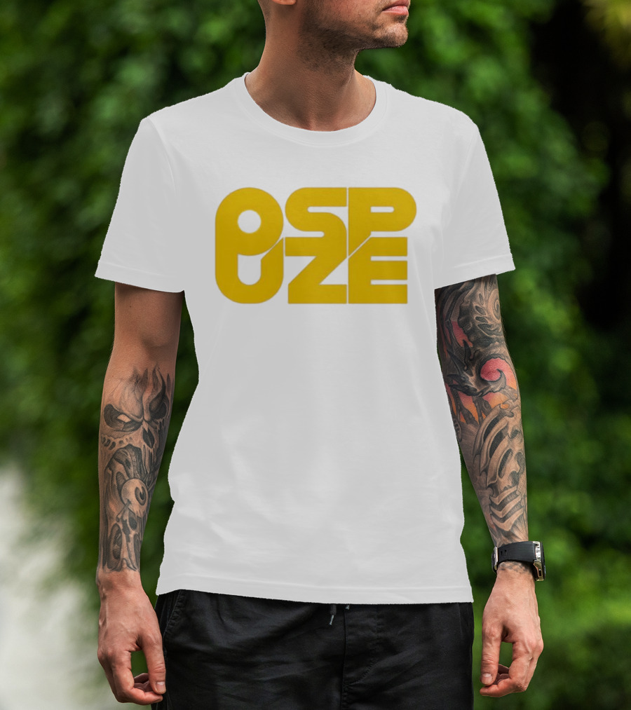 Ospuze Yellow Bold Text Logo T-Shirt