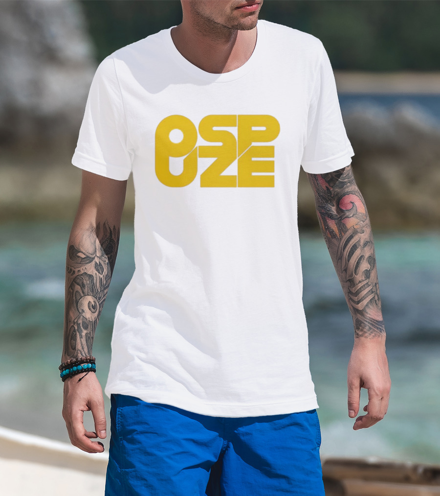 Ospuze Yellow Bold Text Logo T-Shirt