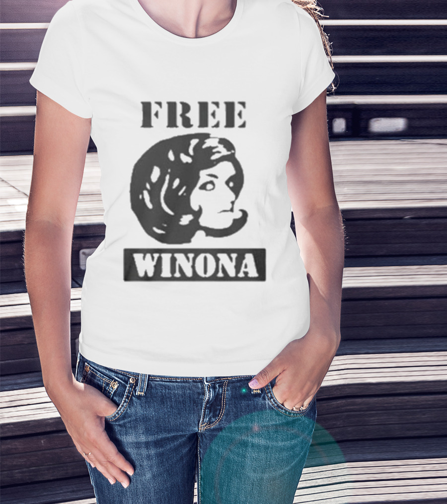 Free Winona Ryder Retro Stencil Style T-Shirt