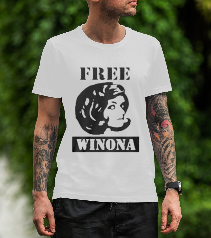 Free Winona Ryder Retro Stencil Style T-Shirt