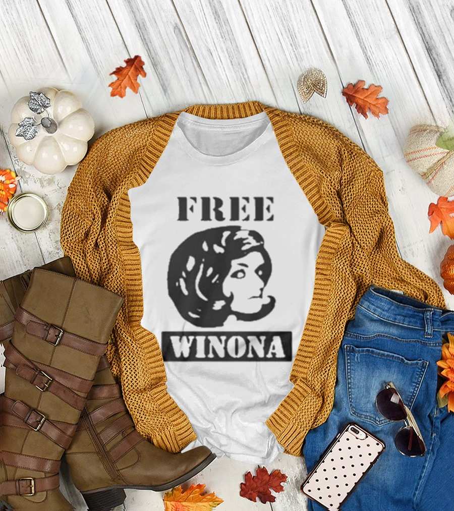 Free Winona Ryder Retro Stencil Style T-Shirt