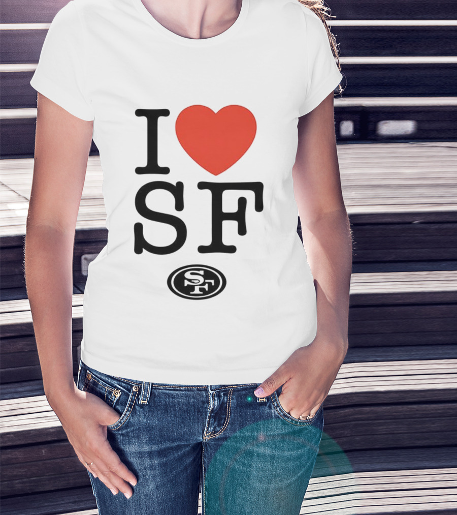 San Francisco 49ers I Love SF Heart Symbol Football Team Logo T-Shirt