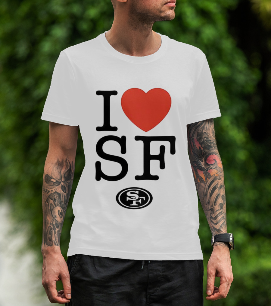 San Francisco 49ers I Love SF Heart Symbol Football Team Logo T-Shirt