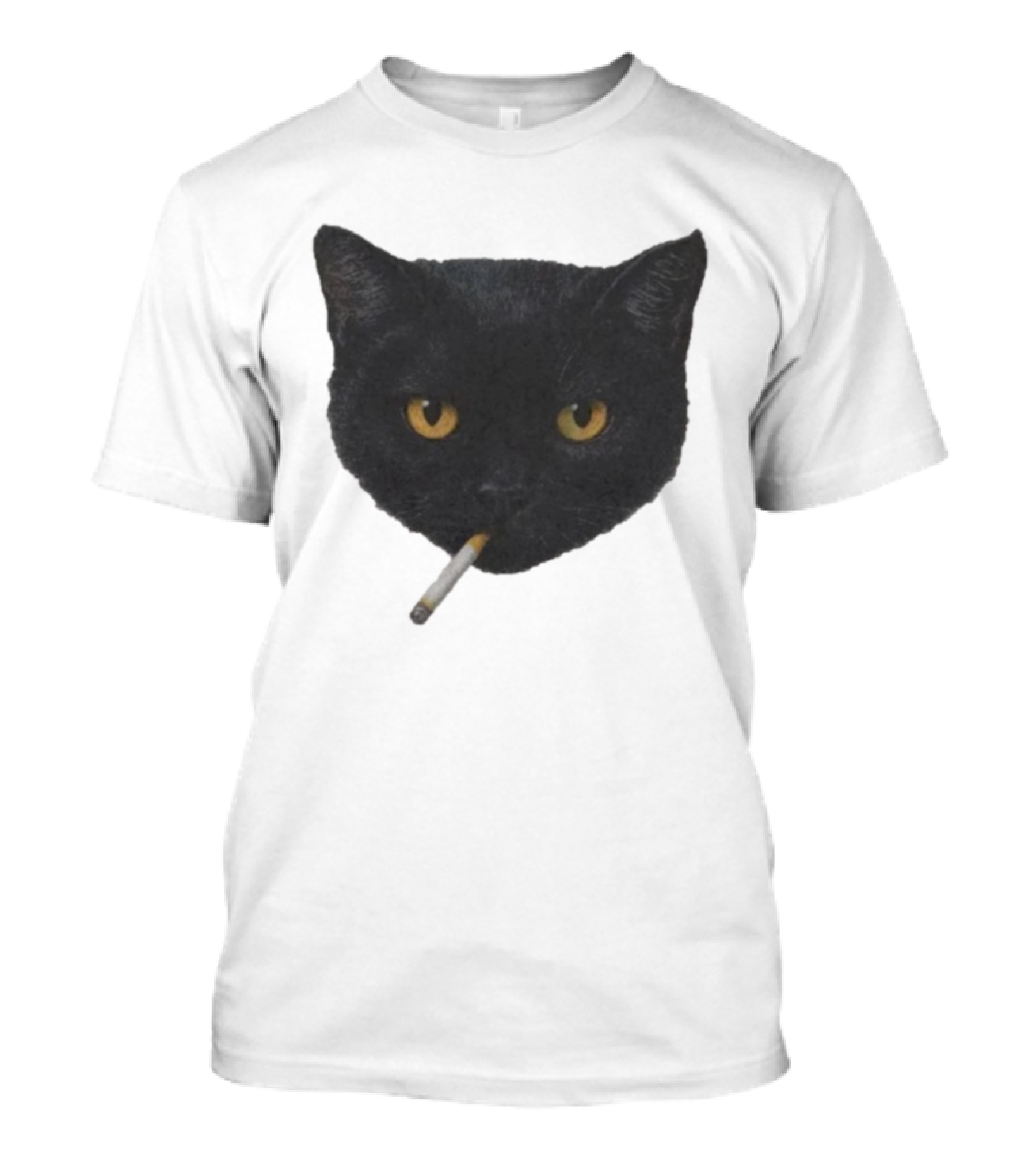 Smoking Black Cat With Yellow Eyes And Cigarette T-Shirt