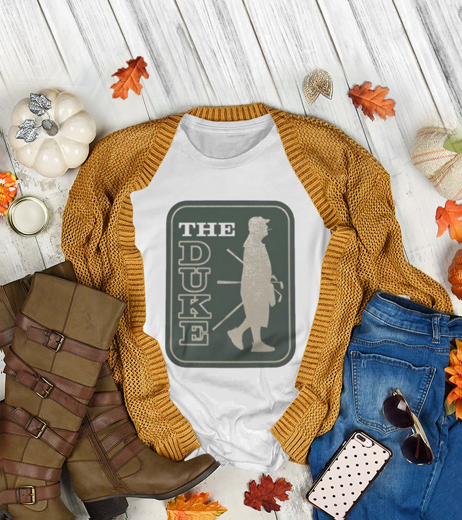 The Duke Golf Silhouette Smoking Golfer in Hat Retro Style T-Shirt