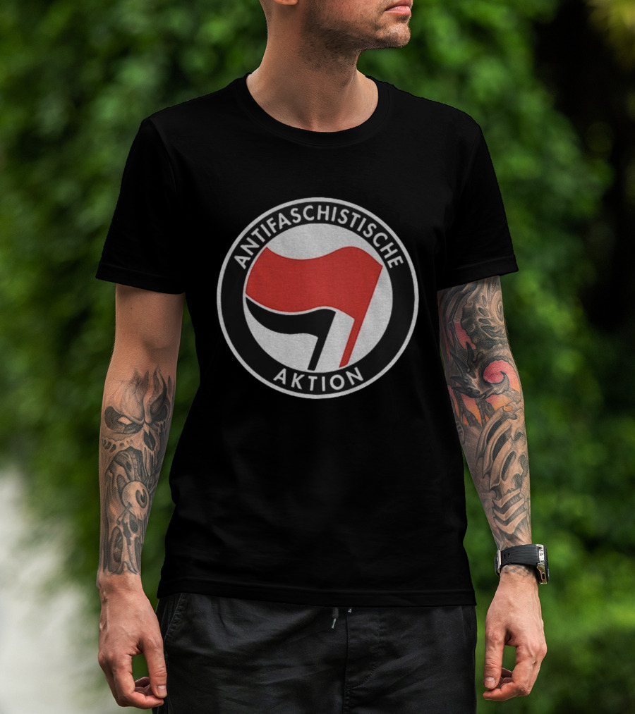 Antifaschistische Aktion Red Black Flags Anti Fascist Symbol T-Shirt