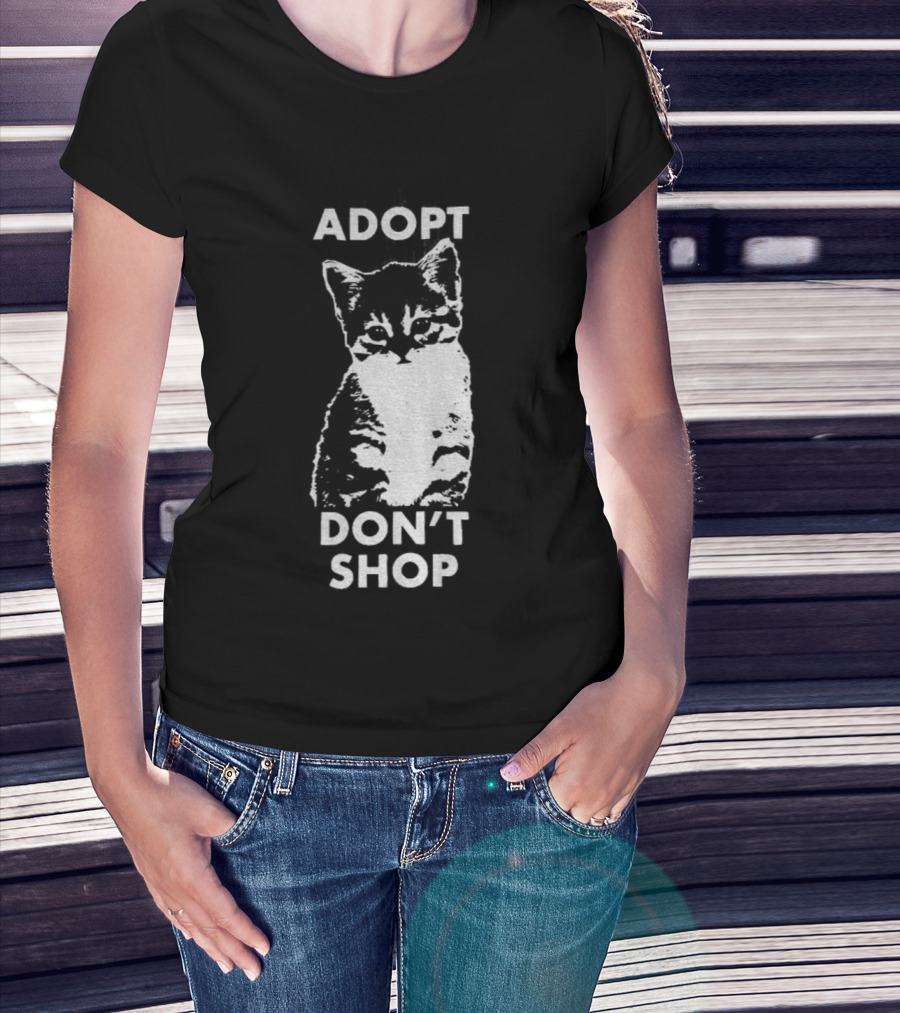 Adopt Don't Shop Vintage Cute Cat T-Shirt