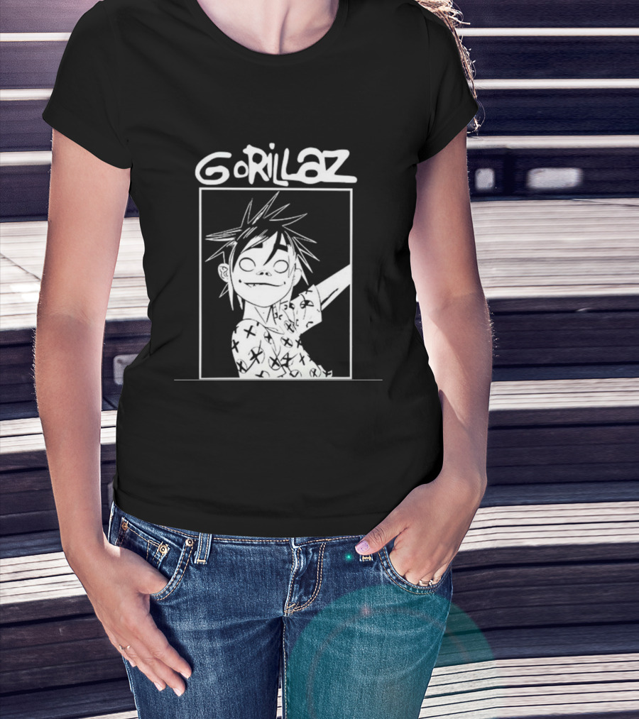 Gorillaz Black White Character Graphic T-Shirt
