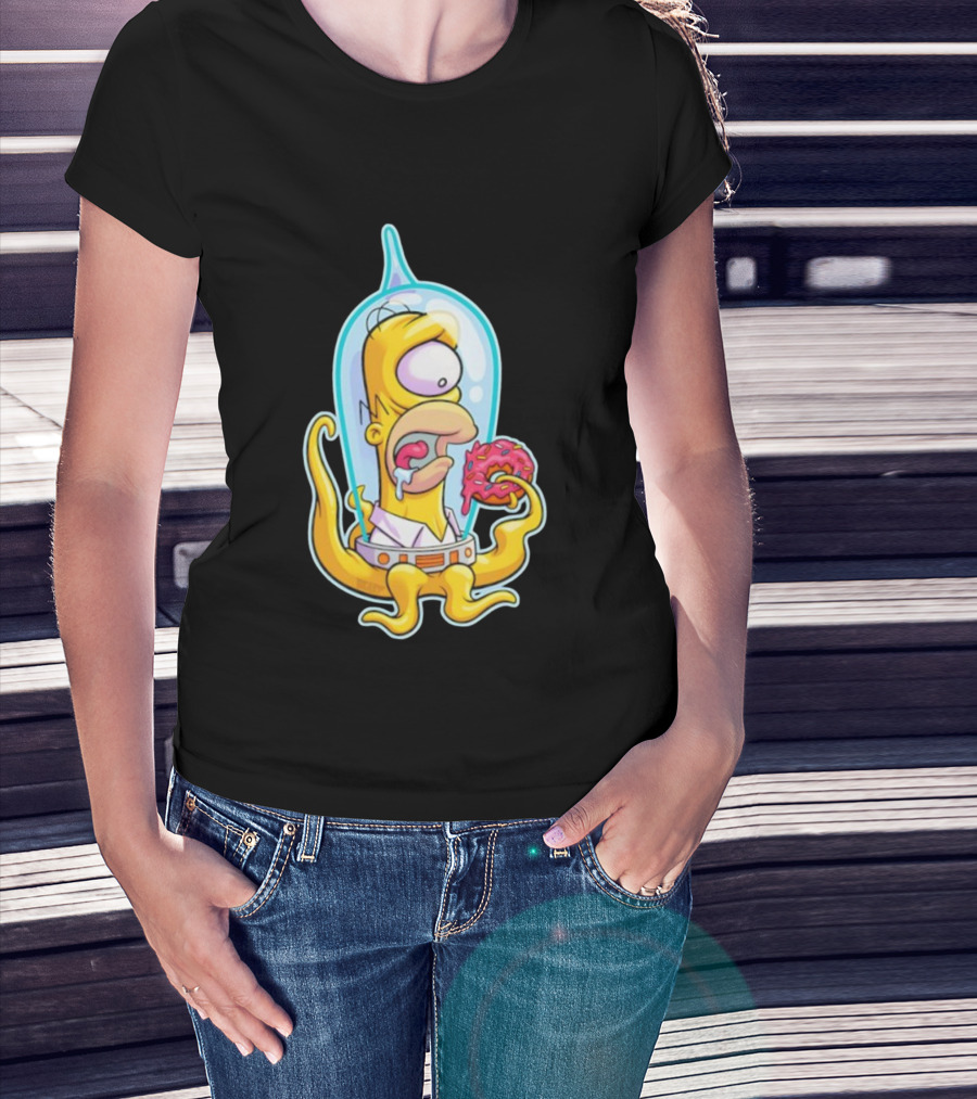 HO-MAR Simpsalien Homer Simpson BeastWreck Halloween Character Donut Space Alien T-Shirt