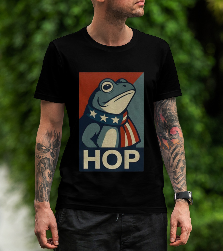 Portland HOP Frog Anti Fascist Political Parody Retro American Flag Style T-Shirt