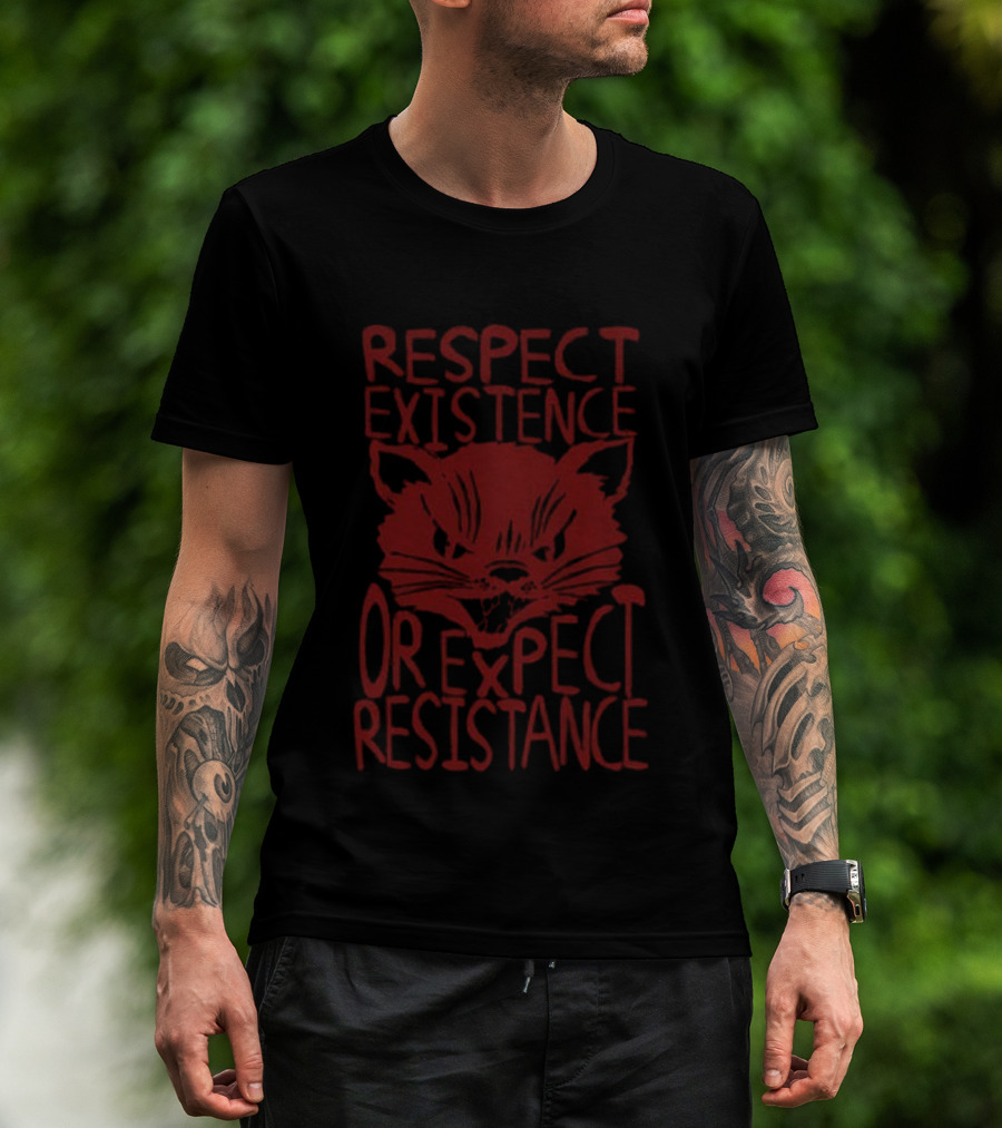 Sabo Tabby Respect Existence Or Expect Resistance Punk Leftist Socialist Cat T-Shirt