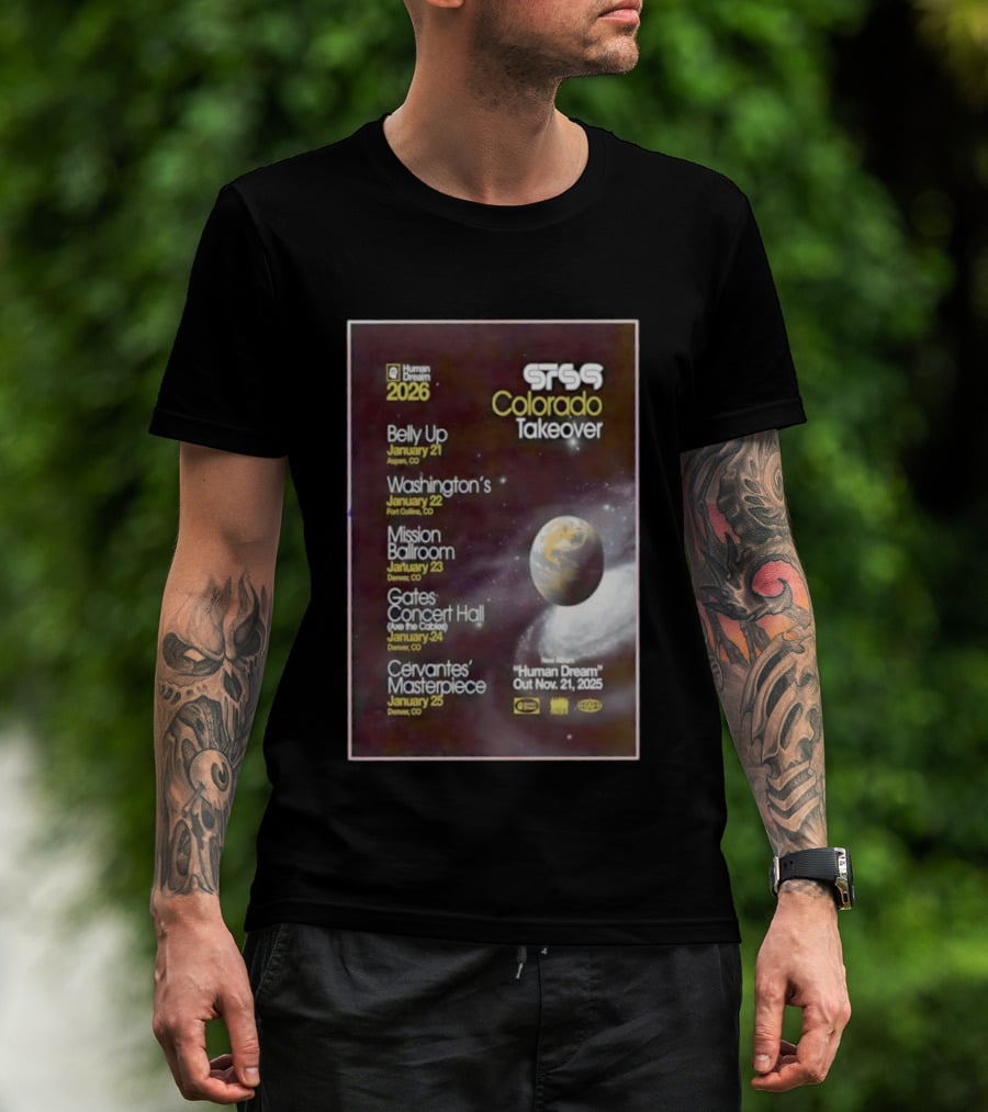 STS9 Colorado Takeover 2026 Human Dream Tour Dates Aspen Fort Collins Denver T-Shirt