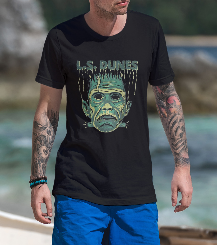 L.S. Dunes Frankenstein Halloween Monster Face T-Shirt