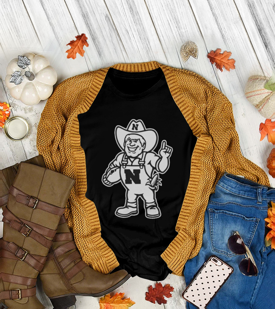 Nebraska Cornhuskers Herbie Husker Mascot Coach Matt Rhule Football T-Shirt