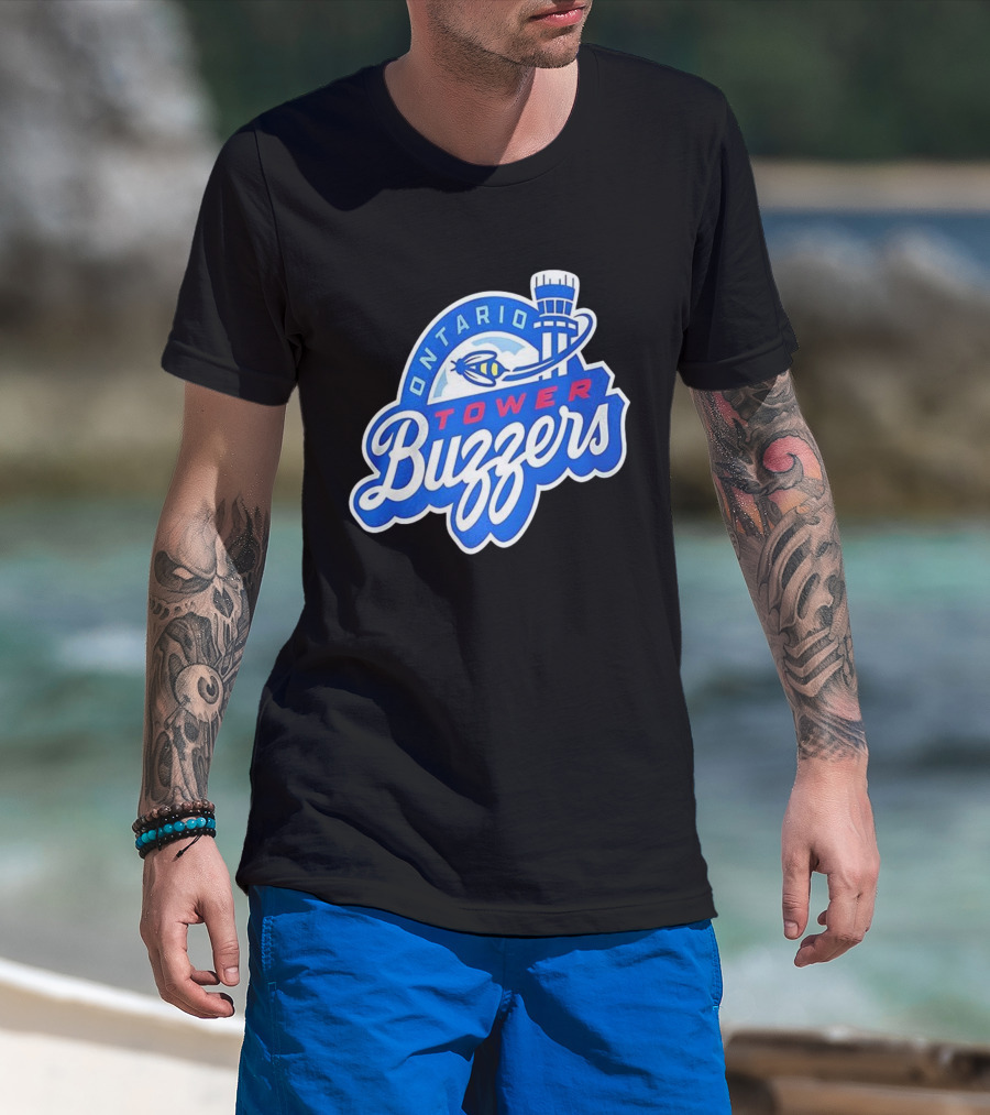 Ontario Tower Buzzers Blue Red Yellow Aviation Theme T-Shirt