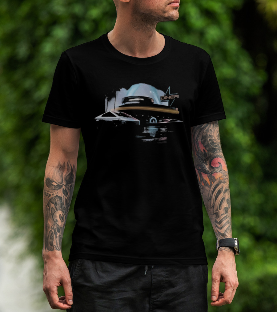Tesla Hollywood Diner Neon Night Scene T-Shirt