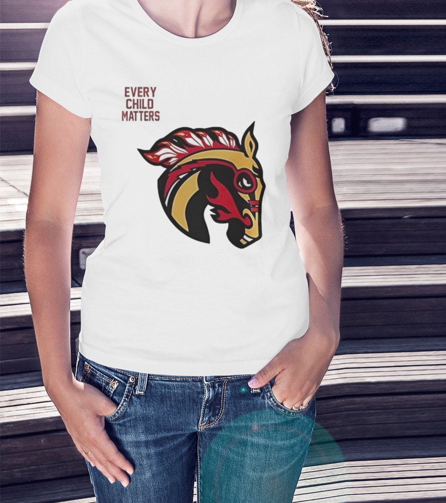 Calgary Wranglers Indigenous Heritage Every Child Matters Chinki Goodstoney T-Shirt