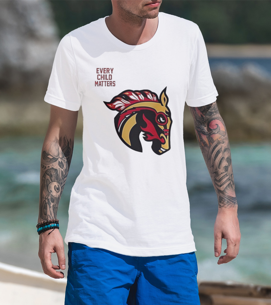 Calgary Wranglers Indigenous Heritage Every Child Matters Chinki Goodstoney T-Shirt