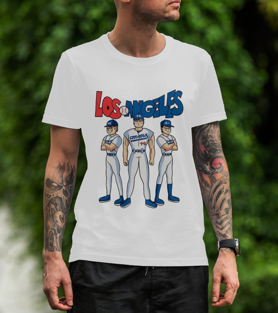 Los Angeles Baseball Z Anime Crossover Characters T-Shirt