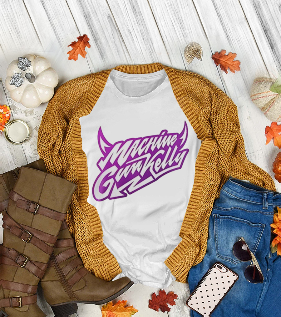 Machine Gun Kelly Ticket to My Downfall Tour 2025 Caricature Purple Stylized Text T-Shirt