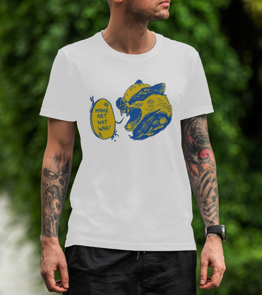Make Art Not War Angry Wolverine Print T-Shirt