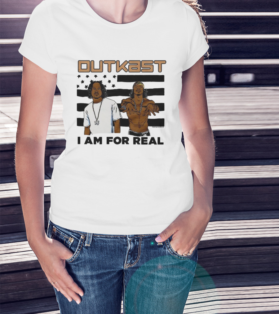 Outkast I Am For Real Flag Comic Style Duo Graphic T-Shirt