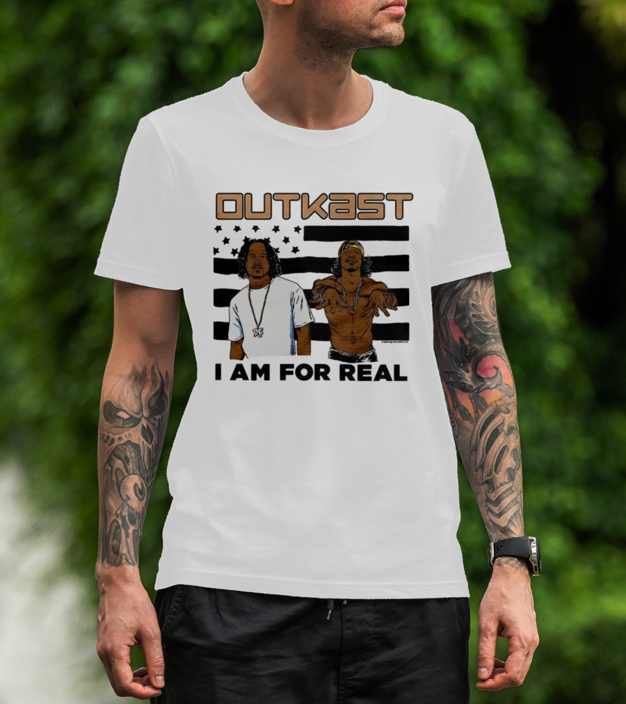 Outkast I Am For Real Flag Comic Style Duo Graphic T-Shirt