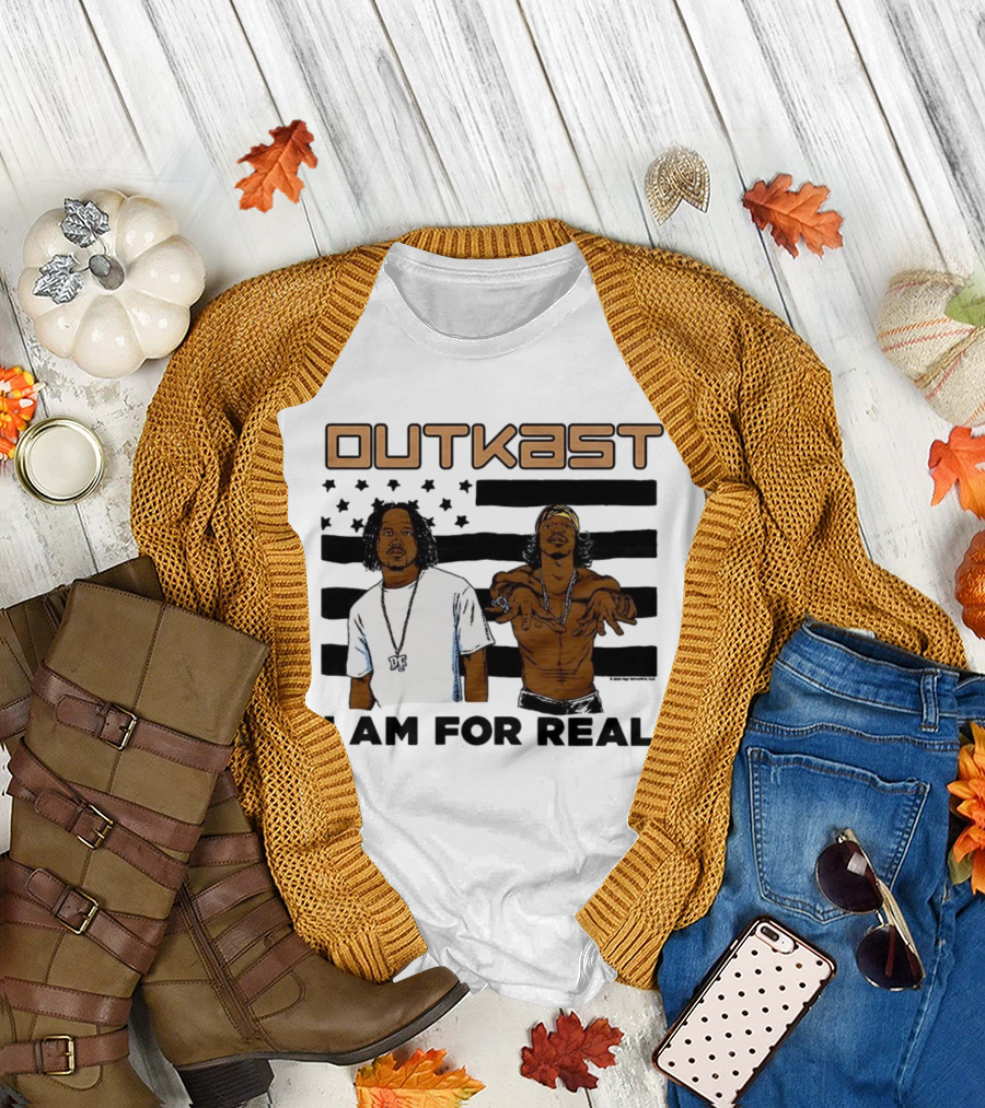 Outkast I Am For Real Flag Comic Style Duo Graphic T-Shirt