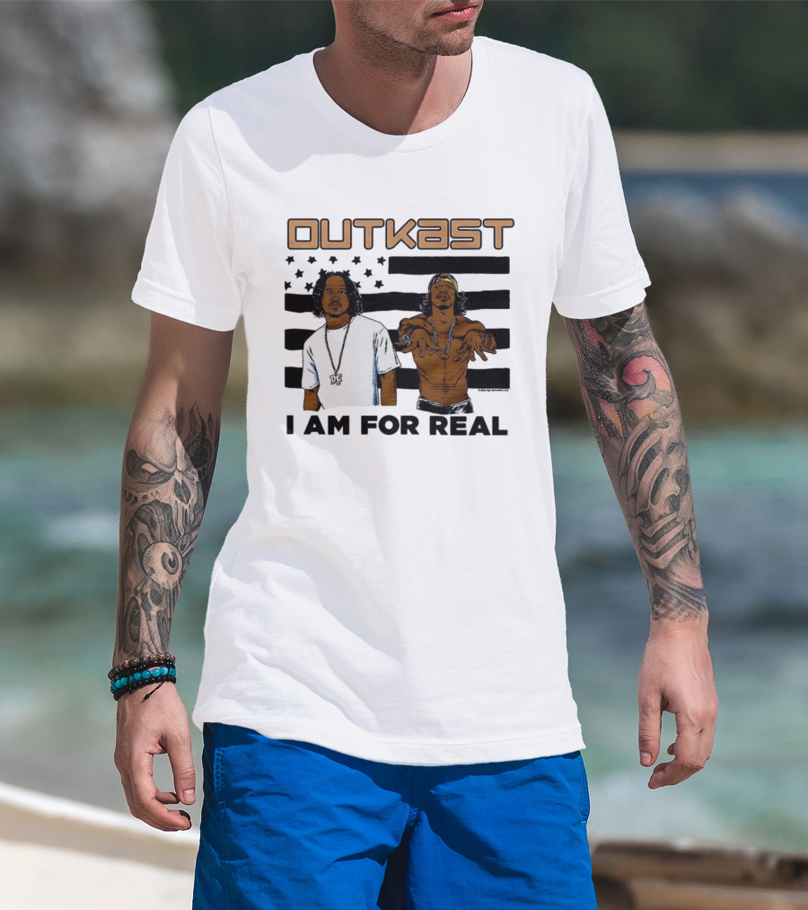Outkast I Am For Real Flag Comic Style Duo Graphic T-Shirt