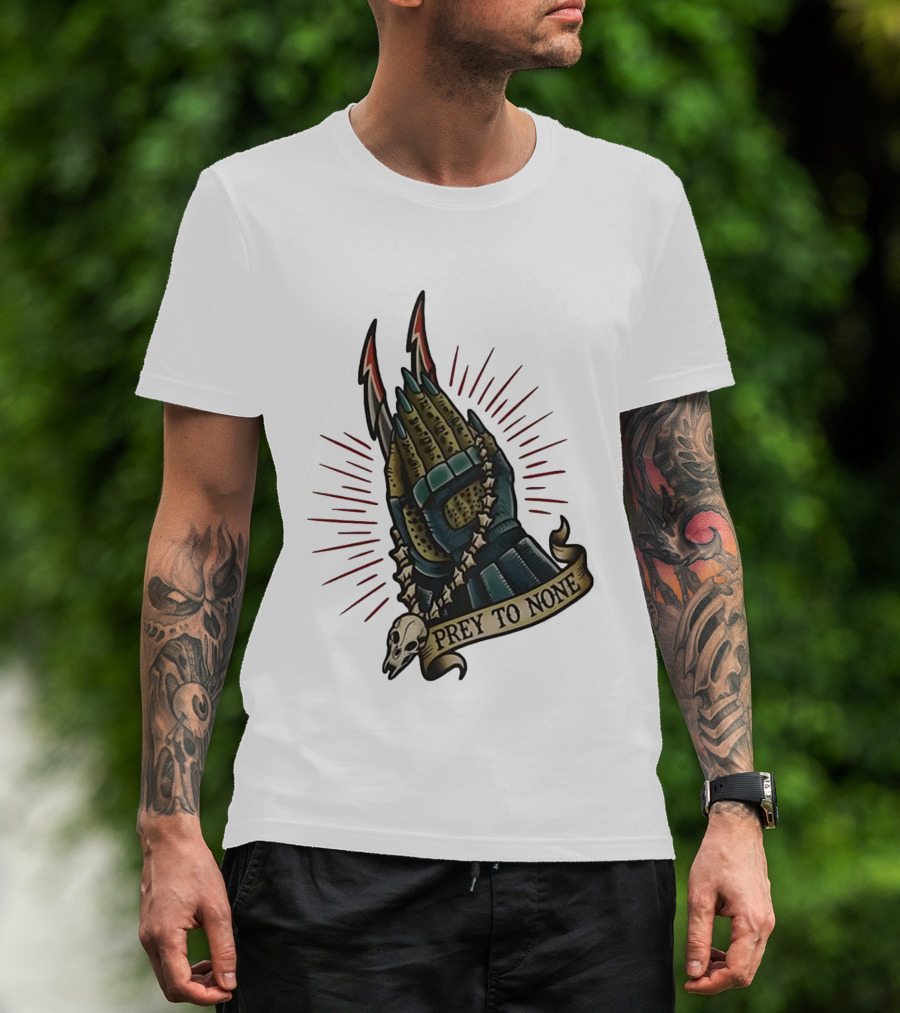 Prey To None Alien Claw With Skull And Star Chain T-Shirt