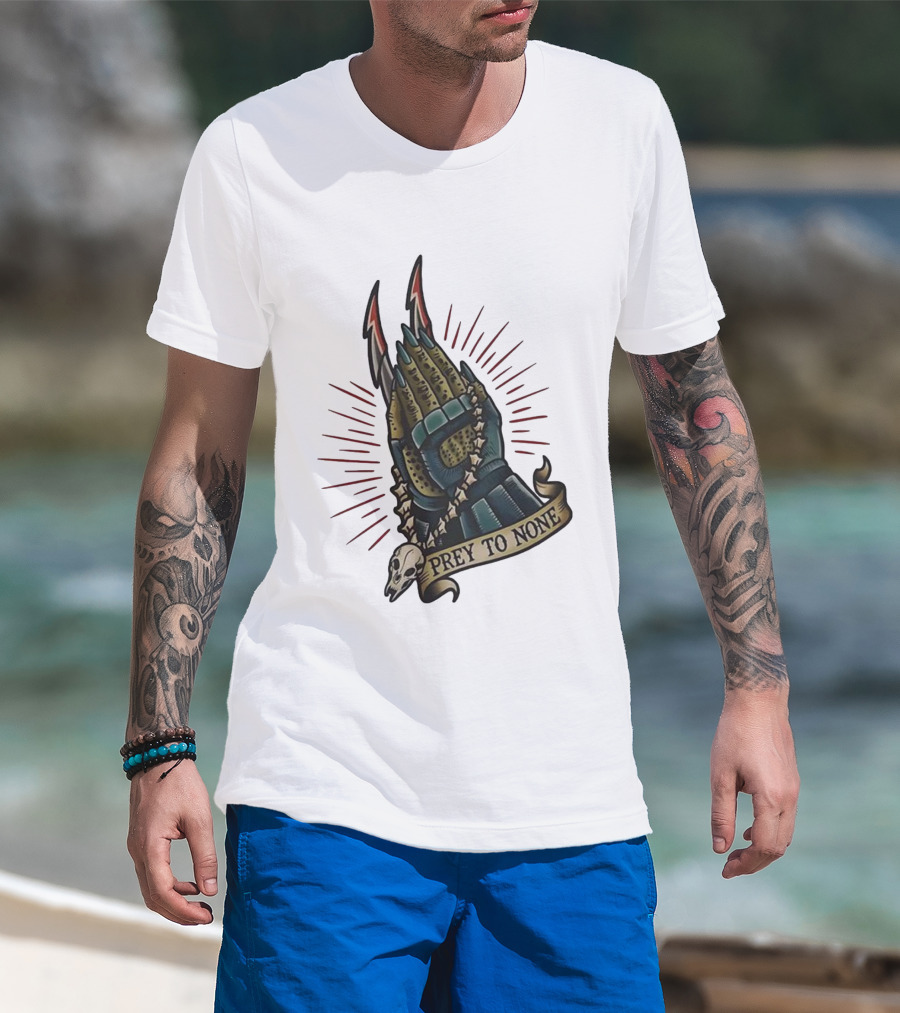 Prey To None Alien Claw With Skull And Star Chain T-Shirt