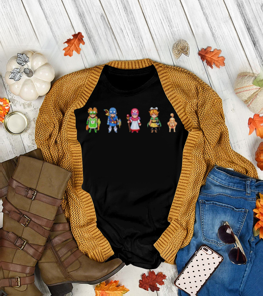 Dragon Quest I & II HD-2D Remake Pixel Heroes Iconic Game Characters T-Shirt
