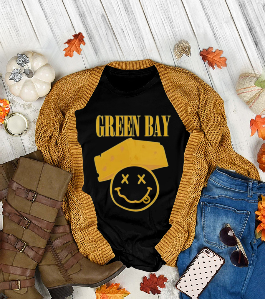 Green Bay Cheesehead Smiley Face T-Shirt