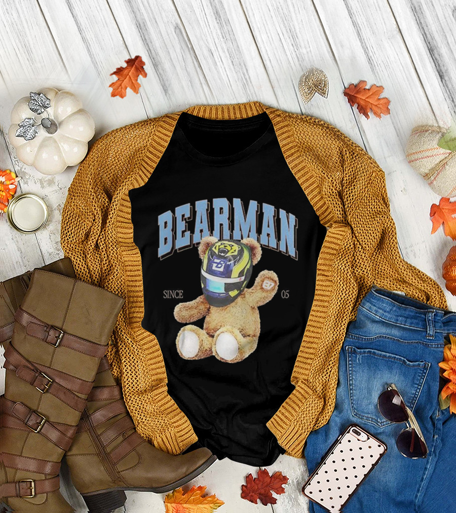 Bearman Teddy With F1 Racing Helmet T-Shirt