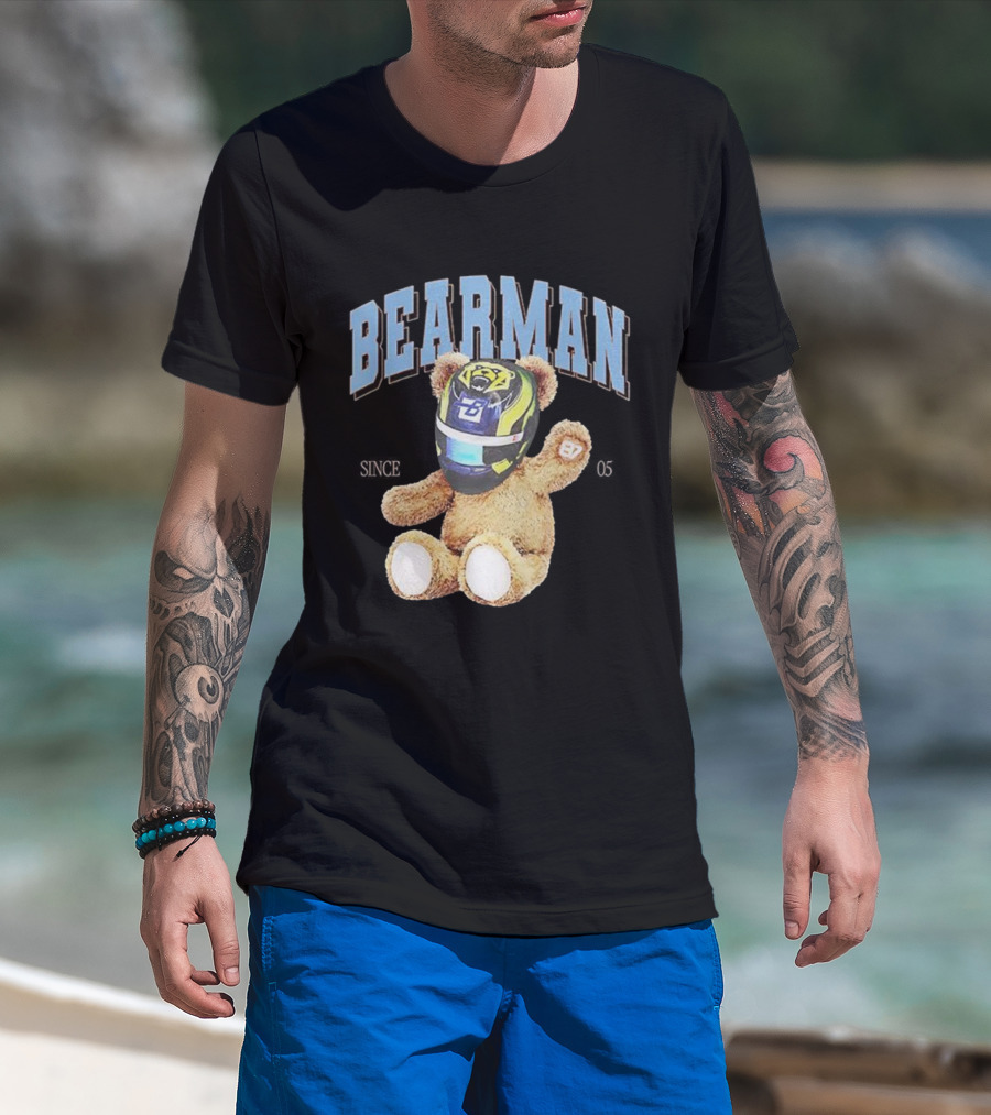 Bearman Teddy With F1 Racing Helmet T-Shirt