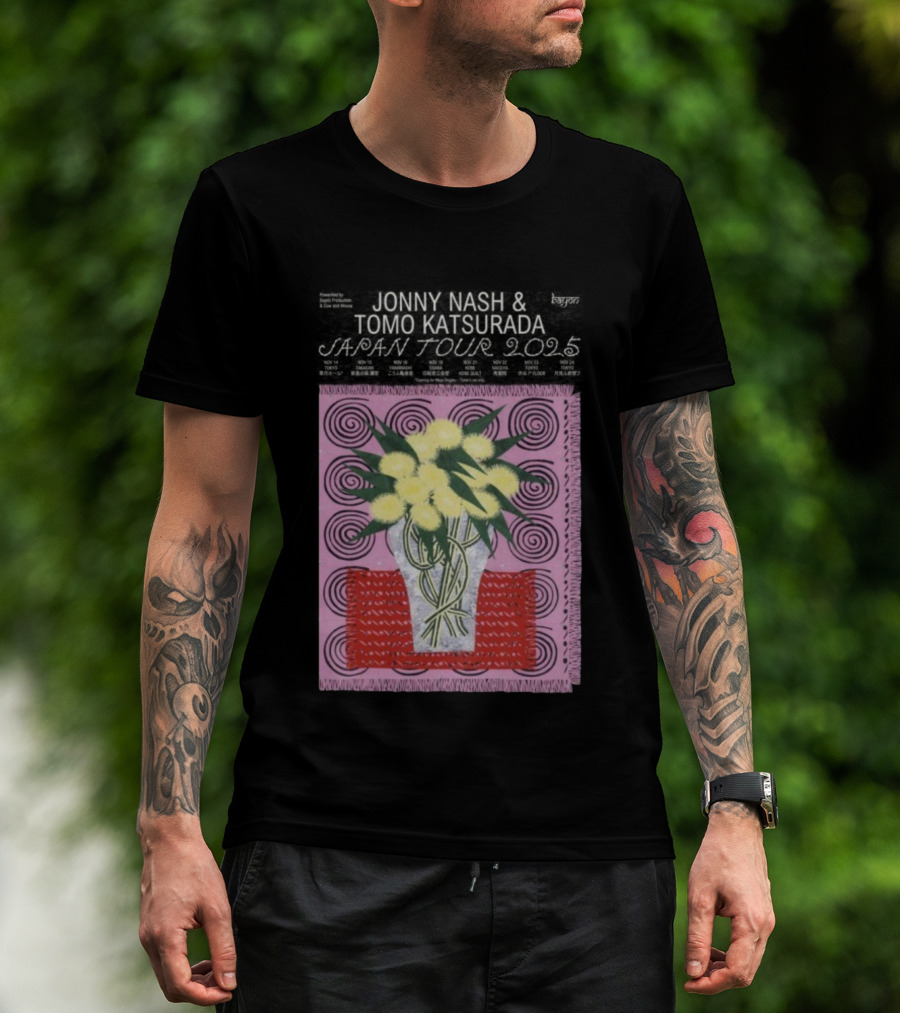 Tomo Katsurada X Jonny Nash Japan Tour 2025 Flowers Vase Art T-Shirt